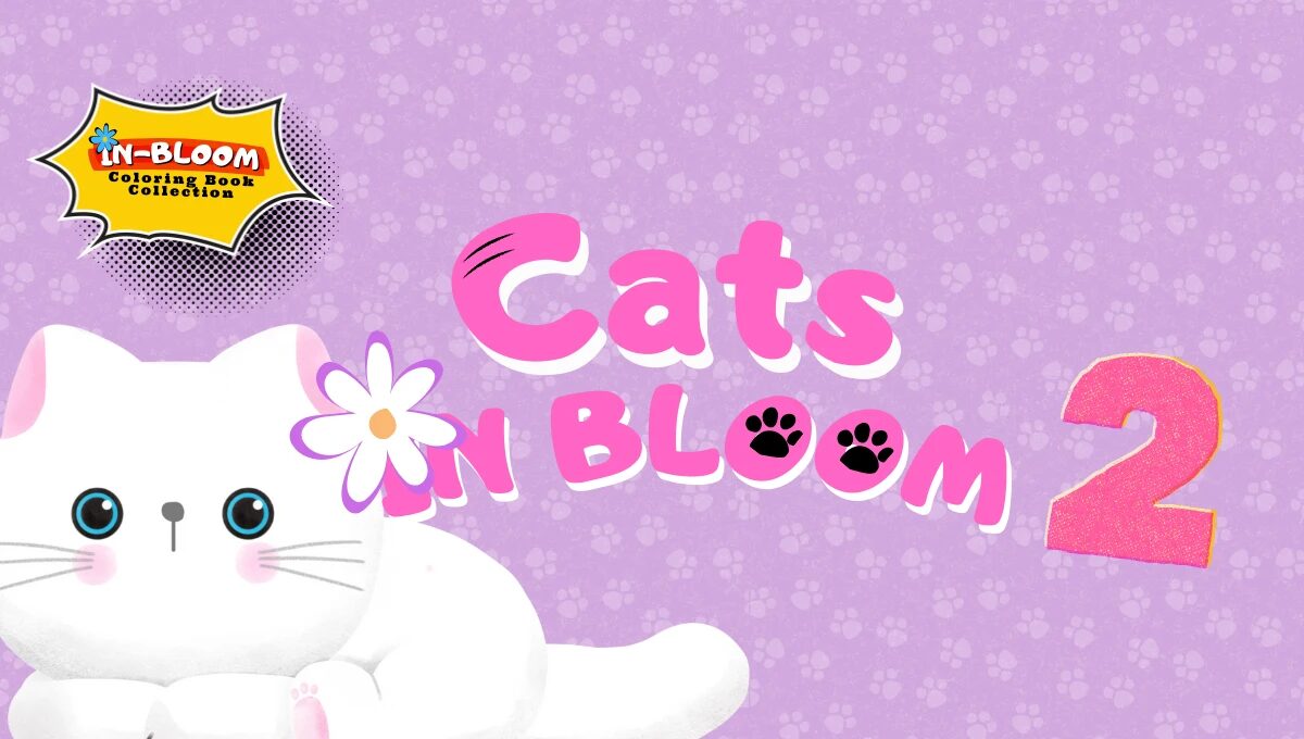 Cats in bloom coloring book collection